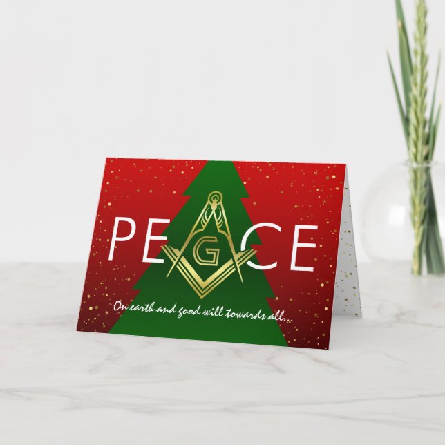 Cartão De Festividades Masonic Christmas Cards | Red Freemason Holiday (Frente)