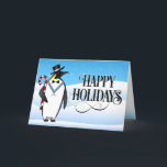 Cartão De Festividades Masonic Happy Holidays Christmas Cards | Freemason<br><div class="desc">Truly unique masonic Christmas cards that will be sure to make the your friends and family smile! This masonic happy holidays card template depicts a hand illustrated penguin in a tuxedo with the masonic officer jewels, a top hat and a candy cane. Snowy hills and falling snow with a classy...</div>