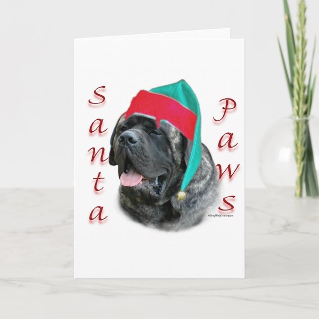 Cartão De Festividades Mastiff (brindle) Santa Paws (Frente)