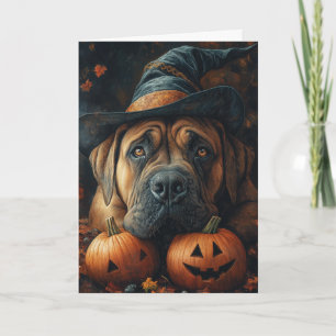 Cartão De Festividades Mastiff Witch Halloween