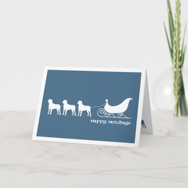 Cartão De Festividades Mastiffs Pulling Santa's Sleigh (Frente)