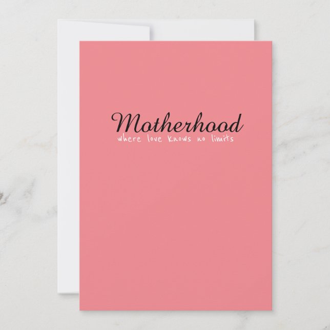 Cartão De Festividades Maternidade onde o Amor não tem limites, Mãe Moder (Frente)