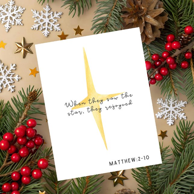Cartão De Festividades Matthew 2:10 Christian Holiday Card (Matthew 2:10 Christmas Greeting Card)