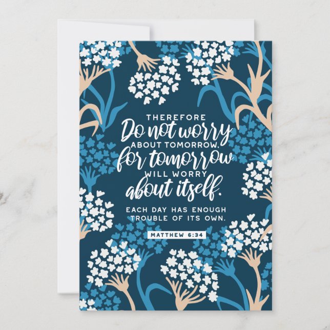 Cartão De Festividades Matthew 6:34 Bíblia Verse (Frente)