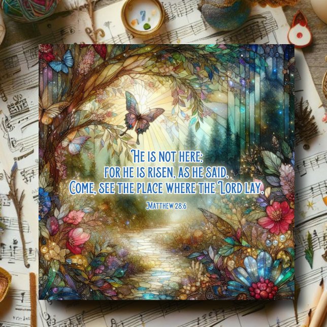 Cartão De Festividades Matthew Verse, Páscoa Cristã de Vidro Estreito (Criador carregado)