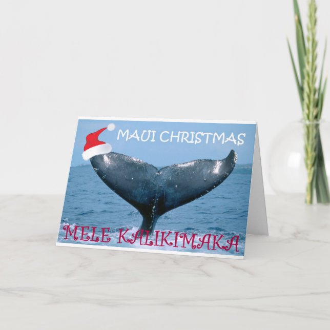 CARTÃO DE FESTIVIDADES MAUI CHRISTMAS "MELE KALIKIMAKA" WHALE TAIL CARD (Frente)