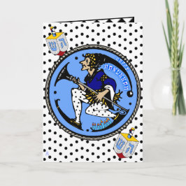 Cartão De Festividades Maxfield Parrish-y Hanukkah Elf and Dreidel