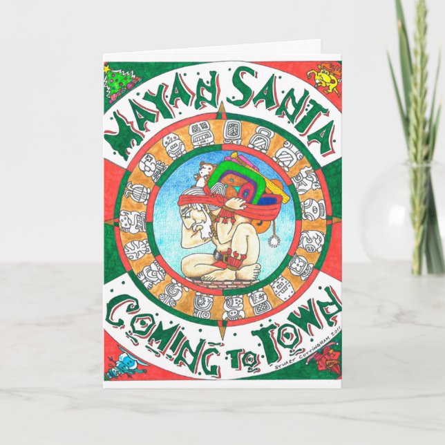 Cartão De Festividades Mayan Santa greeting card (Frente)