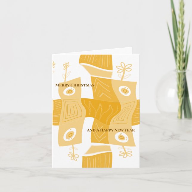 Cartão De Festividades MAZ Noughts & Wavy Squares Check Ab 7a Christmas (Frente)