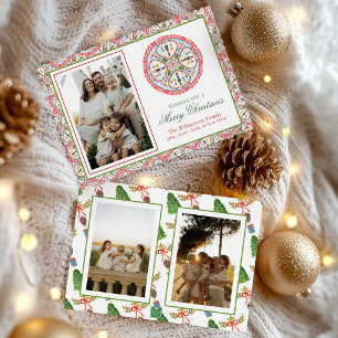 Cartão De Festividades Medalhão de Festa de Natal em Aquarela
