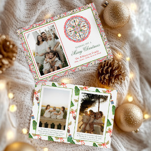 Cartão De Festividades Medalhão de Festa de Natal em Aquarela