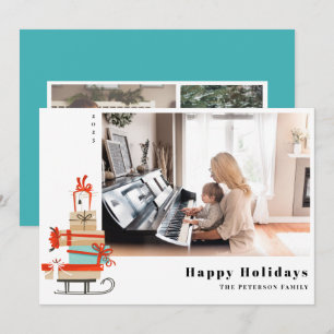 Cartão De Festividades Médio-século Moderno Ilustração do Sled de Nat