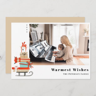 Cartão De Festividades Médio-século Moderno Ilustração do Sled de Natal