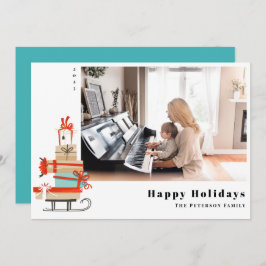 Cartão De Festividades Médio-século Moderno Ilustração do Sled de Natal