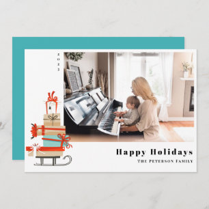 Cartão De Festividades Médio-século Moderno Ilustração do Sled de Natal