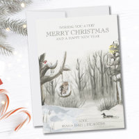 Médio Winter Snowy Woodland Nature Christmas