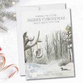 Cartão De Festividades Médio Winter Snowy Woodland Nature Christmas