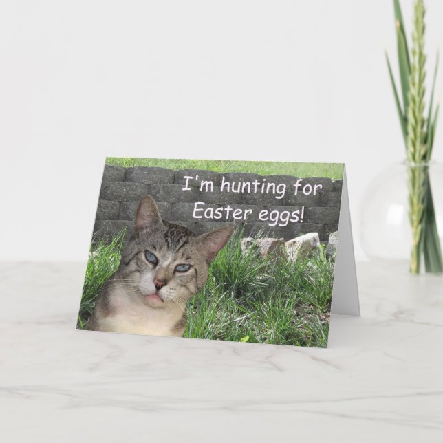 Cartão De Festividades Meece Hunting the Easter Bunny Greeting Card (Frente)