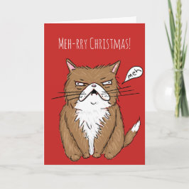Cartão De Festividades Meh-rry Christmas Funny Grumpy Cat Christmas Card