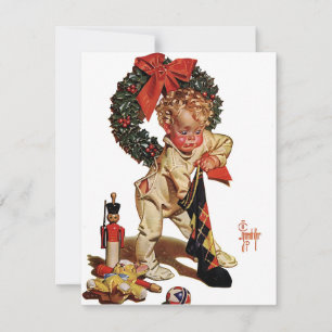 Cartão De Festividades Meia de Natal de Leyendecker