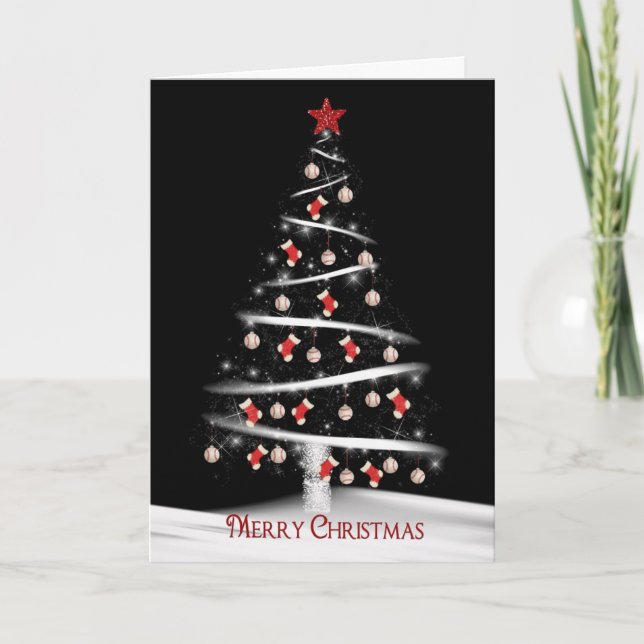 Cartão De Festividades Meias de Natal e Baseball (Frente)