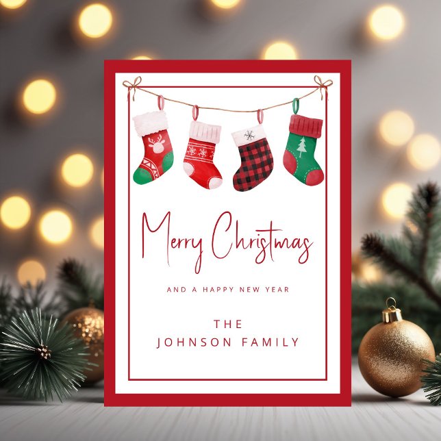 Cartão De Festividades Meias de Natal Feliz (Merry Christmas Socks Holiday Card)