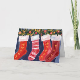 Cartão De Festividades Meias de Natal | Guarlanda Feliz Natal 