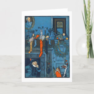 Cartão De Festividades Meias de Natal Retro Vintage Feriado
