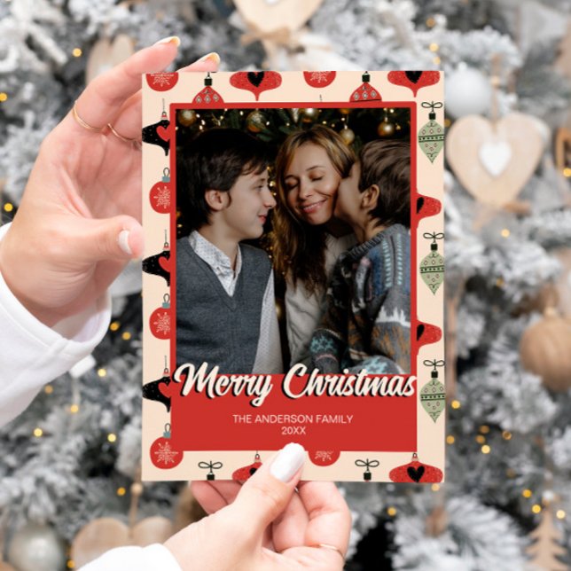 Cartão De Festividades Meio século de Foto Feliz Natal Moderno (Criador carregado)