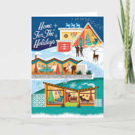 Cartão De Festividades Meio século Modern Home Para O Natal De Férias