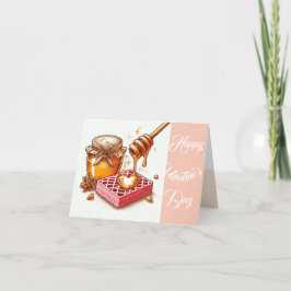 Cartão De Festividades Mel & Diversão com Waffle Frase Artística Carta do