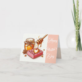Cartão De Festividades Mel & Diversão com Waffle Frase Artística Carta do