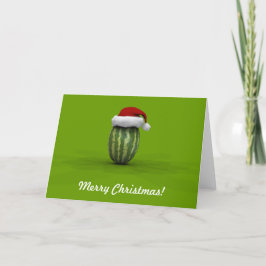 Cartão De Festividades Melancia Engraçada Com O Chapéu De Papai Noel