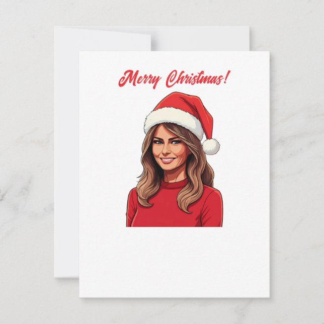 Cartão De Festividades Melania Trump Com Papai Noel Feliz Natal (Frente)