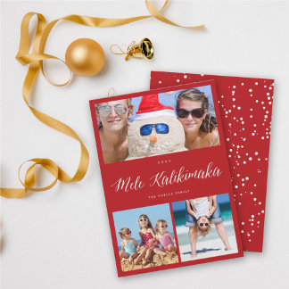 Cartão De Festividades Mele Kalikimaka 3 Fotografia Colagem Simples Natal