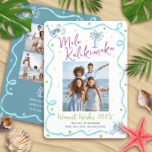 Mele Kalikimaka 5 Foto Natal Mão Desenhada Verde T