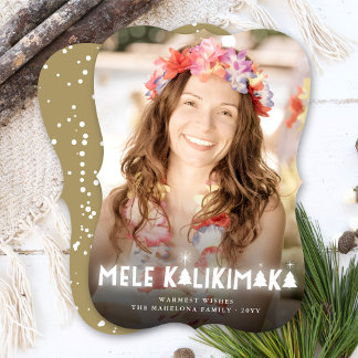 Cartão De Festividades Mele Kalikimaka Brilha Estrelas Foto de Natal Mode