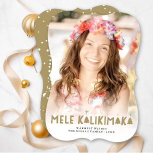 Cartão De Festividades Mele Kalikimaka Brilha Foto das Árvores de Natal 