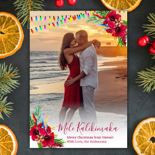 Cartão De Festividades Mele Kalikimaka Floral Tropical Havaí Foto 