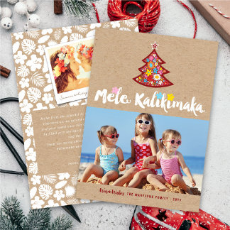 Cartão De Festividades Mele Kalikimaka Flores de Natal Foto