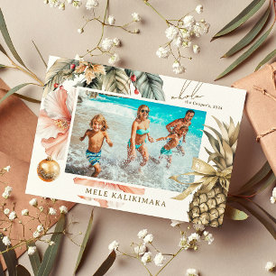 Cartão De Festividades Mele Kalikimaka Foto de Família Tropical de Natal