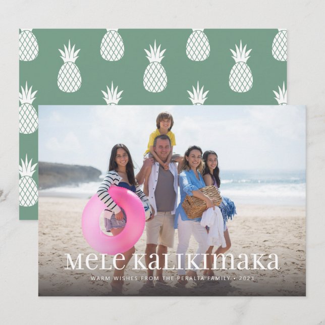 Cartão De Festividades Mele Kalikimaka Foto Único  (Frente/Verso)