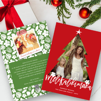 Cartão De Festividades Mele Kalikimaka Foto Vermelha da Árvore de Natal
