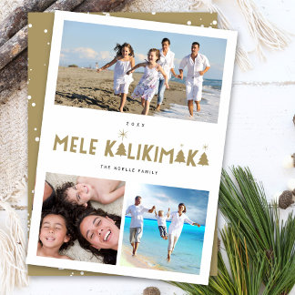 Cartão De Festividades Mele Kalikimaka Glow 3 Photo Collage Christmas