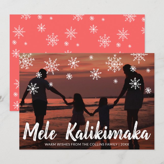Cartão De Festividades Mele Kalikimaka Hawaiian Beach Foto de Natal (Frente/Verso)