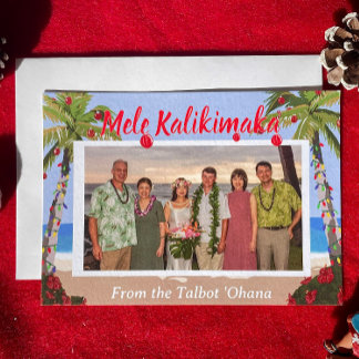 Cartão De Festividades Mele Kalikimaka Hawaiian Beach Personalized Photo