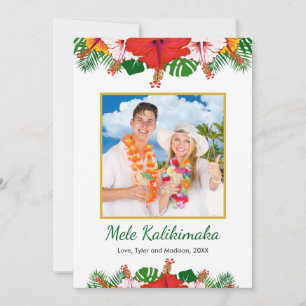 Cartão De Festividades Mele Kalikimaka Hibisco Havaiano Foto de Natal
