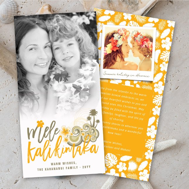 Cartão De Festividades Mele Kalikimaka Hibiscus Palm - Foto de Natal (Criador carregado)