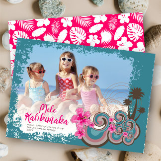Cartão De Festividades Mele Kalikimaka Hibiscus Palm - Foto de Natal
