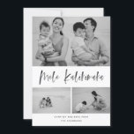 Cartão De Festividades Mele Kalikimaka Modern Brush Script Collage Foto<br><div class="desc">Este cartão com fotos elegante e na moda de feriado certamente vai espalhar alegria este ano! Apresentando um sentimento alegre em uma escrita de pincel com uma textura de pincel que diz "Mele Kalikimaka" Personalize o texto no fundo e as fotos com sua própria. Vem com um clássico padrão vermelho...</div>